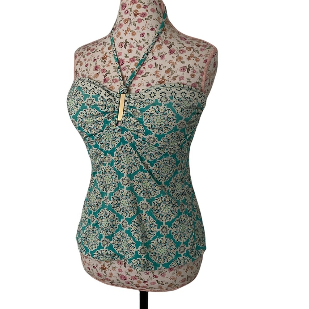 halter neck Youth swim top with gold detail Sz 14